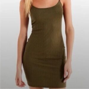 Urban Outfitters Ribbed Olive Green Cami Minidress